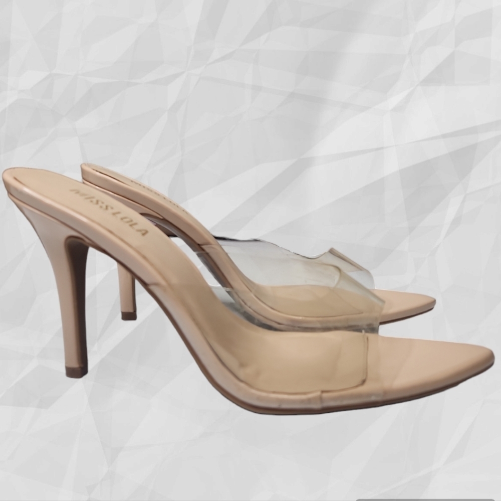 Miss Lola Clear Strap Mules Size 6.5
